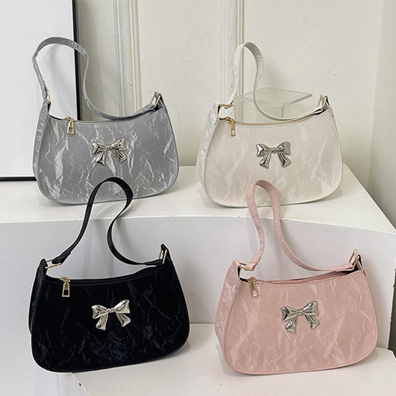 Sweet And Fresh Bowknot Handbag For Women  Style Trendy Underarm Messenger Bag Chain Shoulder Bag
