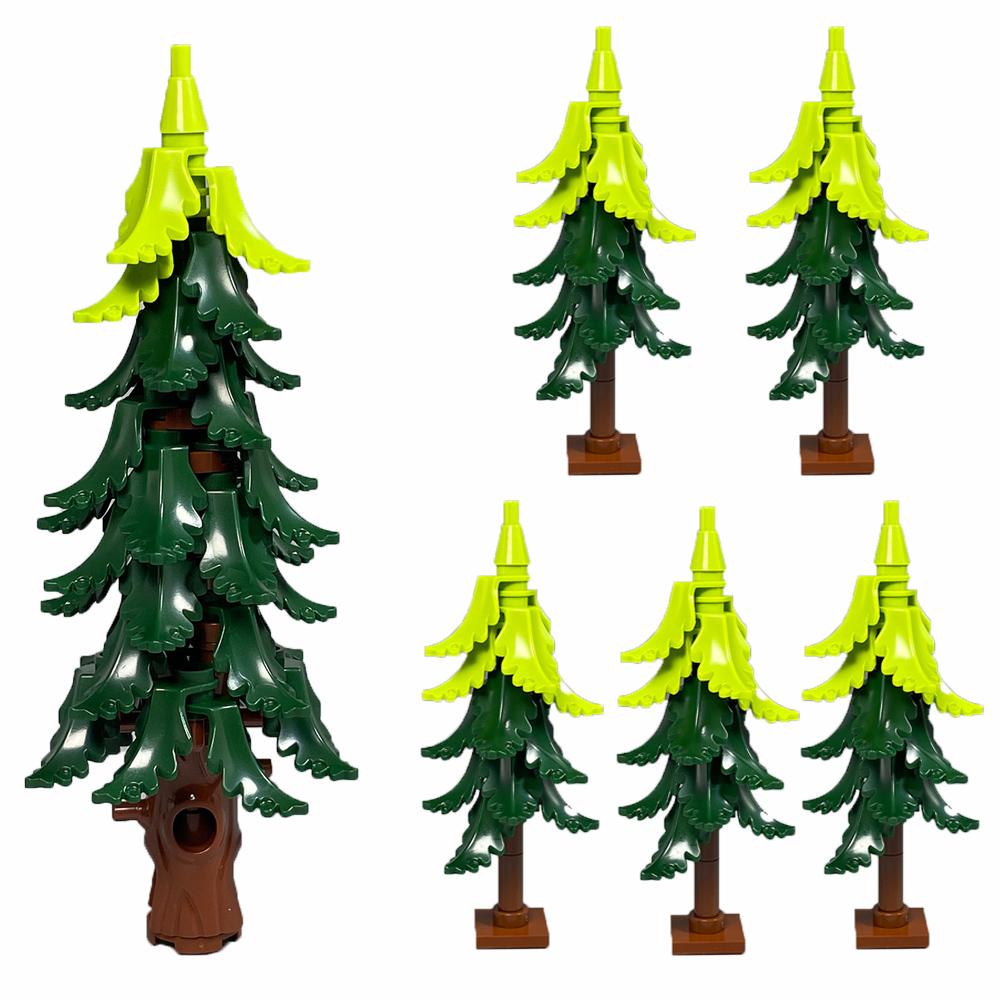 MOC Pflanzen- und Baumteile: Grünes Gras, Kiefern, Blattblumen & Stadtbausteine Zubehör - Bauklötze Set