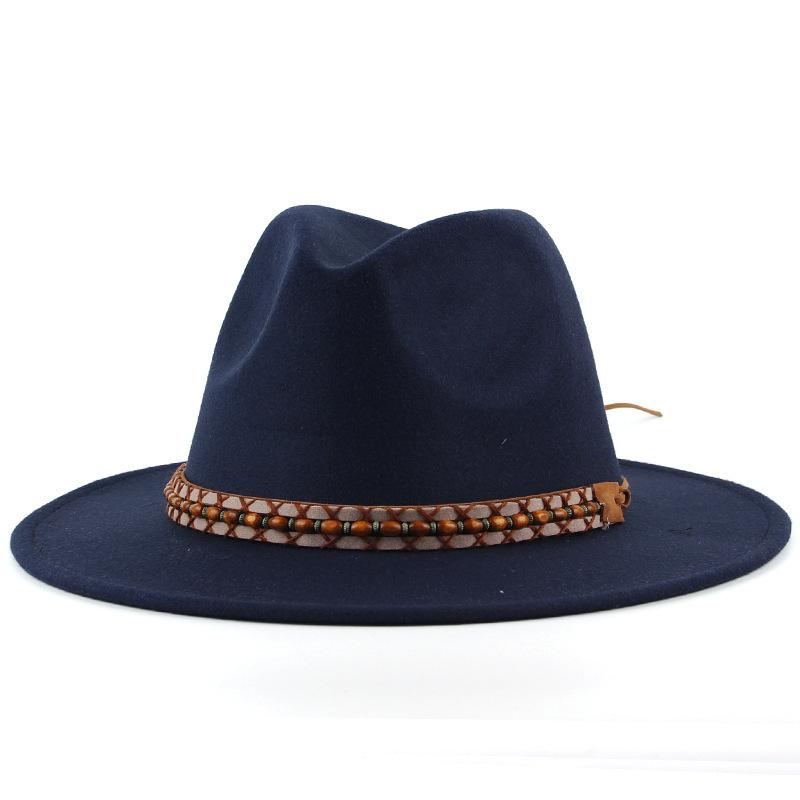 Autumn and Winter Women's Fashion Versatile British Gentleman's Top Hat Black Imitation Felt Hat Woolen Warm Jazz Hat