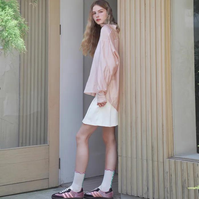 Two-way Ruffle Crew Socks