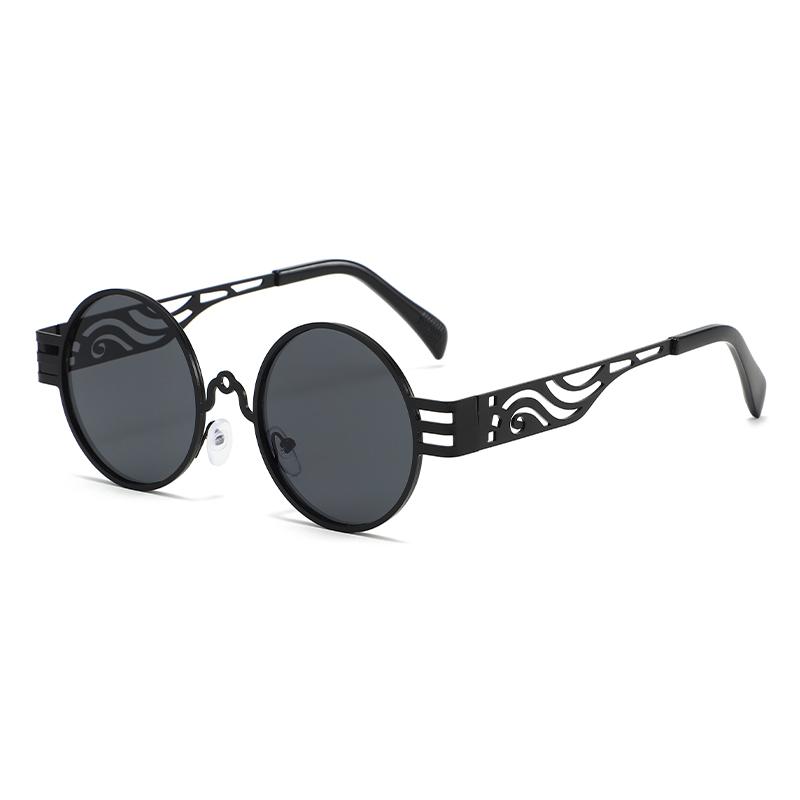 Personalized Round Frame Sunglasses Fashion Hollow Temple Legs Metal Glasses For Men And Women 2246