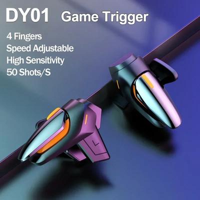DY01 שלט משחק לטלפון נייד, 4 אצבעות, ג'ויסטיק, בקר L1R1, כפתורי מתכת לכיוון וירי, אביזרי משחק ל-iPhone Android
