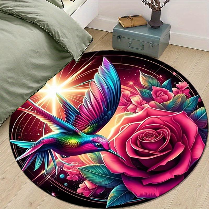 

Кристаллический велюр Мистическая фантазия и Птицы Напечатанный Круглый ковер для зоны или стула Круглый ковер для спальни гостиной Домашний декор Ковры Нескользящий коврик 80cm