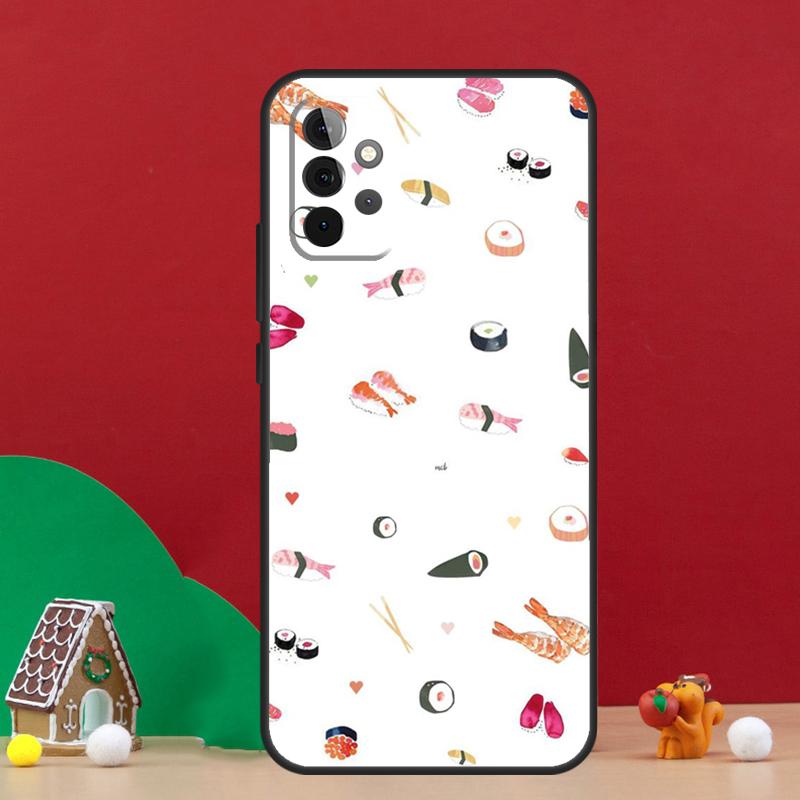 Kawaii Sushi Pattern Case For Samsung Galaxy A17 A06 A16 A56 A36 A54 A34 A14 A52 A32 A13 A23 A33 A53 A15 A35 A55