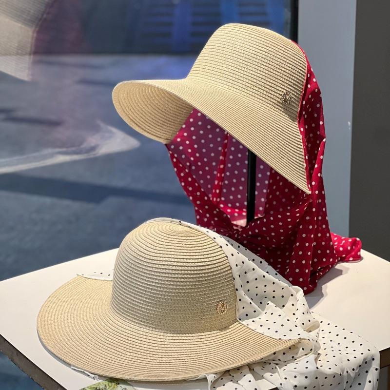 Summer New Bandana Sun Hat, Women Outdoor Beach Straw Hat, Trendy UV Protection Travel Cap