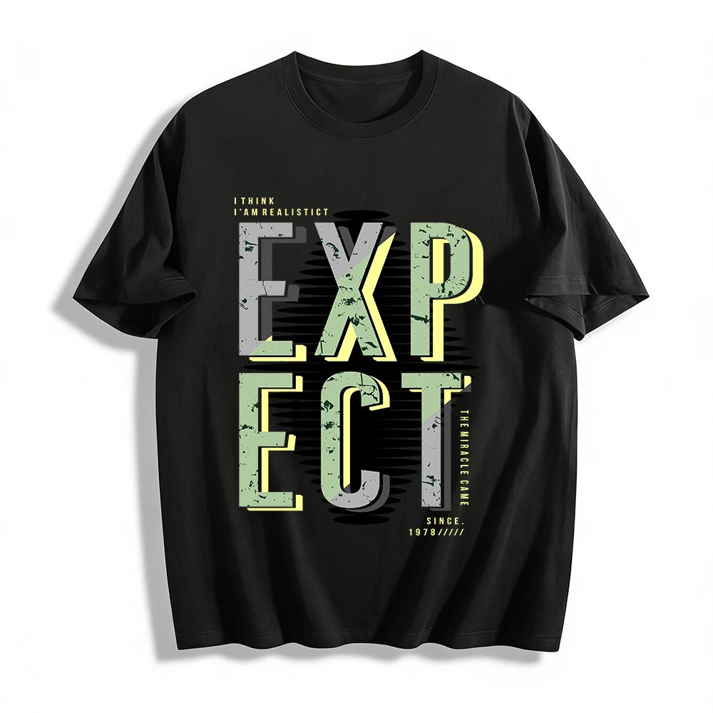 

Vintage Distressed EXP Letter Print Casual T-shirt Unisex Streetwear Top Pure cotton T-shirt XXS
