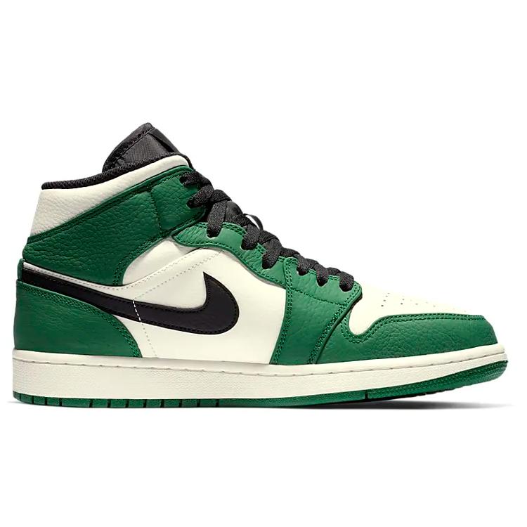 Jordan Air Jordan 1 Abrasion Resistant Slip Resistant Mid top Vintage Basketball Shoes Men's Black Green 852542-301(Team181-)