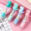 3 Pcs Cartoon Mini Four-color Ballpoint Pen Cute Portable 4-color Ball Pens Student Hand Account Multi-color School Stationery