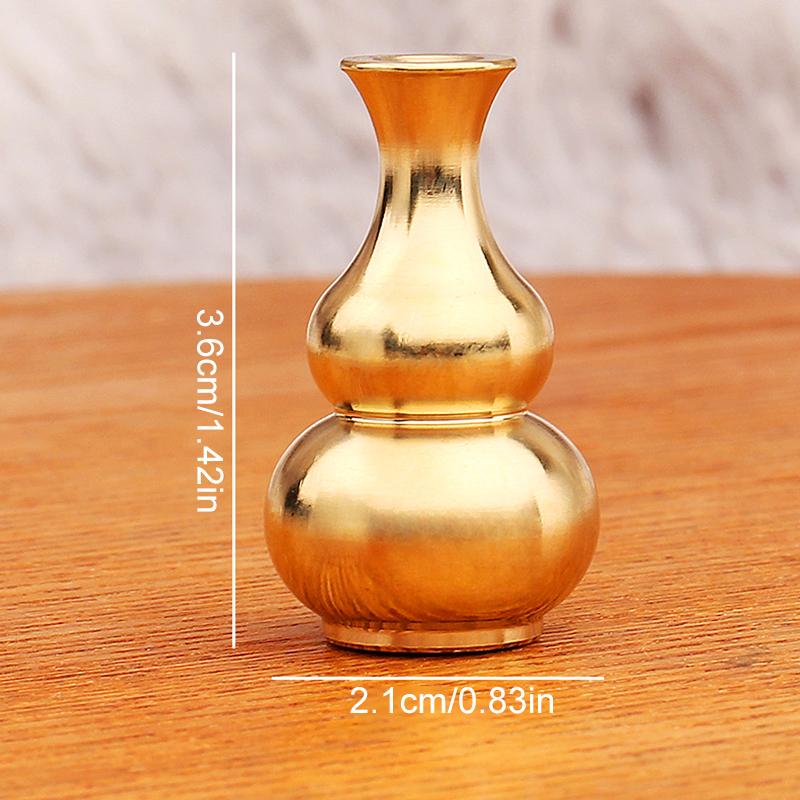 1PC Small Ornaments Portable Home Decor Tea Ceremony Brass Vase Buddhist Supplies Mini Gourd Incense Holder Aromatherapy Stove