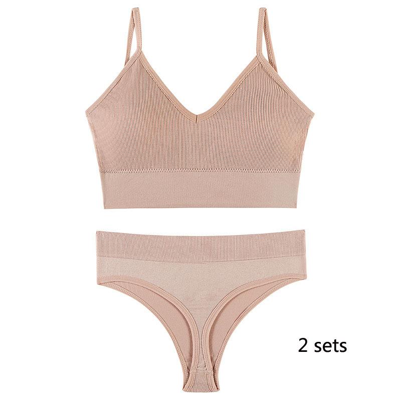 Underwear Set Lingerie Female Sexy Halter Beauty Tank Top Thin Section French Triangle Cup Without Steel Ring Gathered Bra Set