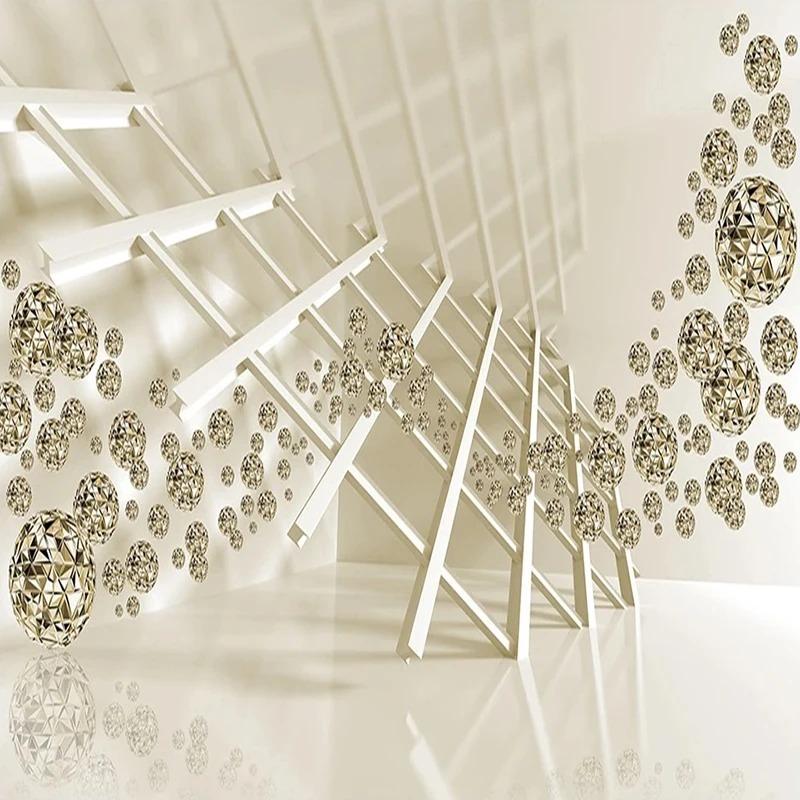 3d Stereo Space Mural Golden Sphere Wallpaper Creative Photo Wall Papers Living Room Home Decor