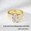 OEVAS 4.5CT 8X12MM Oval Moissanite Rings for Women S925 Silver Sparkling Wedding ring Party Fine Jewelry Gift