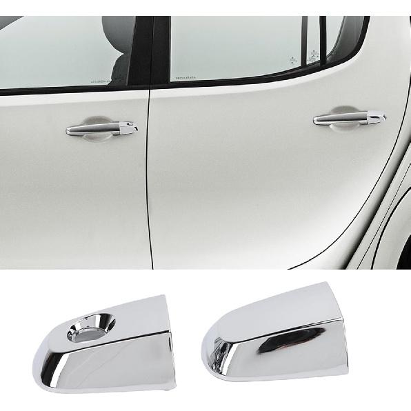 AMAKO Front Door Handle Cover with Key Hole, Chrome Bezel Compatible with Mitsubishi Montero L200 2005 to 2015 Exterior Door Handle Cap