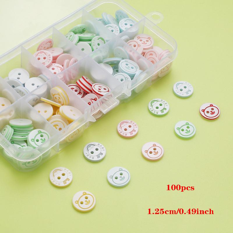 100pcs Boxed Colorful Resin Button Shirt Button Two Eyes and Four Eyes DIY Handmade Material
