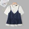 ZANZEA Women Summer Casual Round Neck Short Sleeve Patchwork T-Shirts