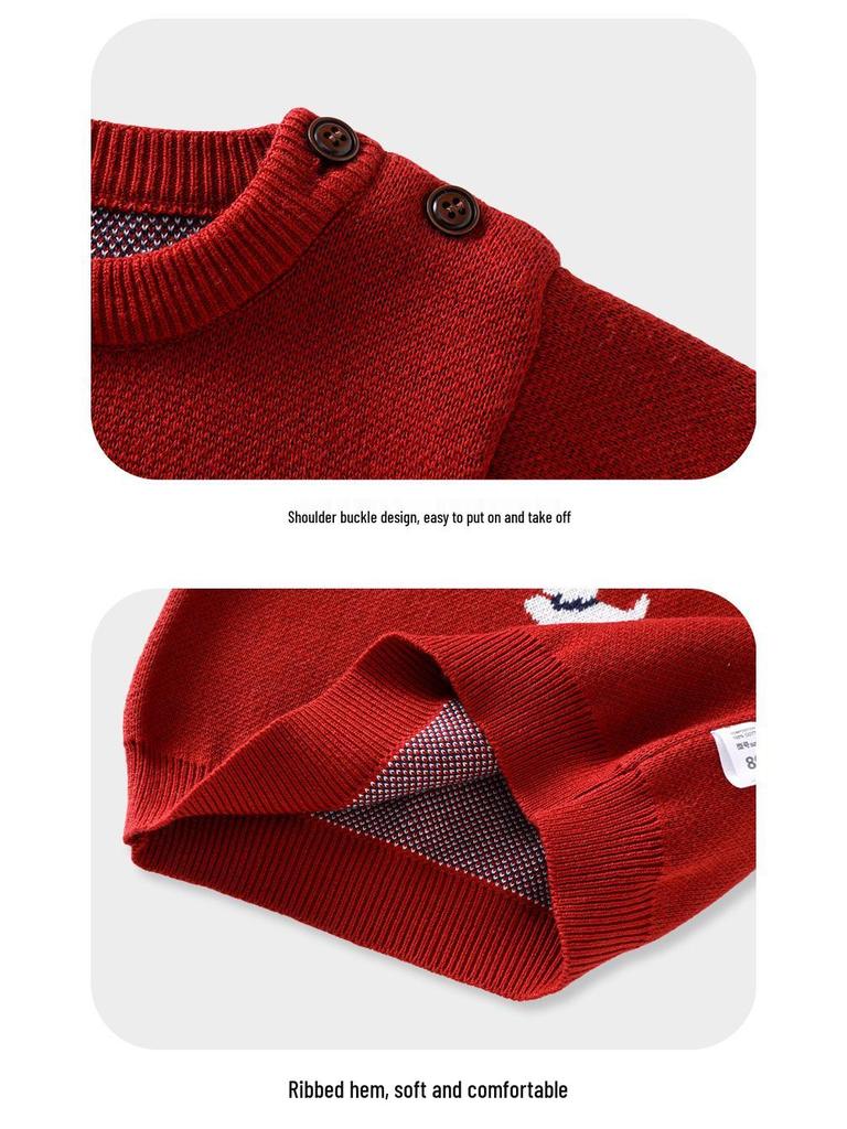 New Autumn/Winter Unisex Children's Dog Jacquard Long-Sleeve Cotton Cardigan Sweater