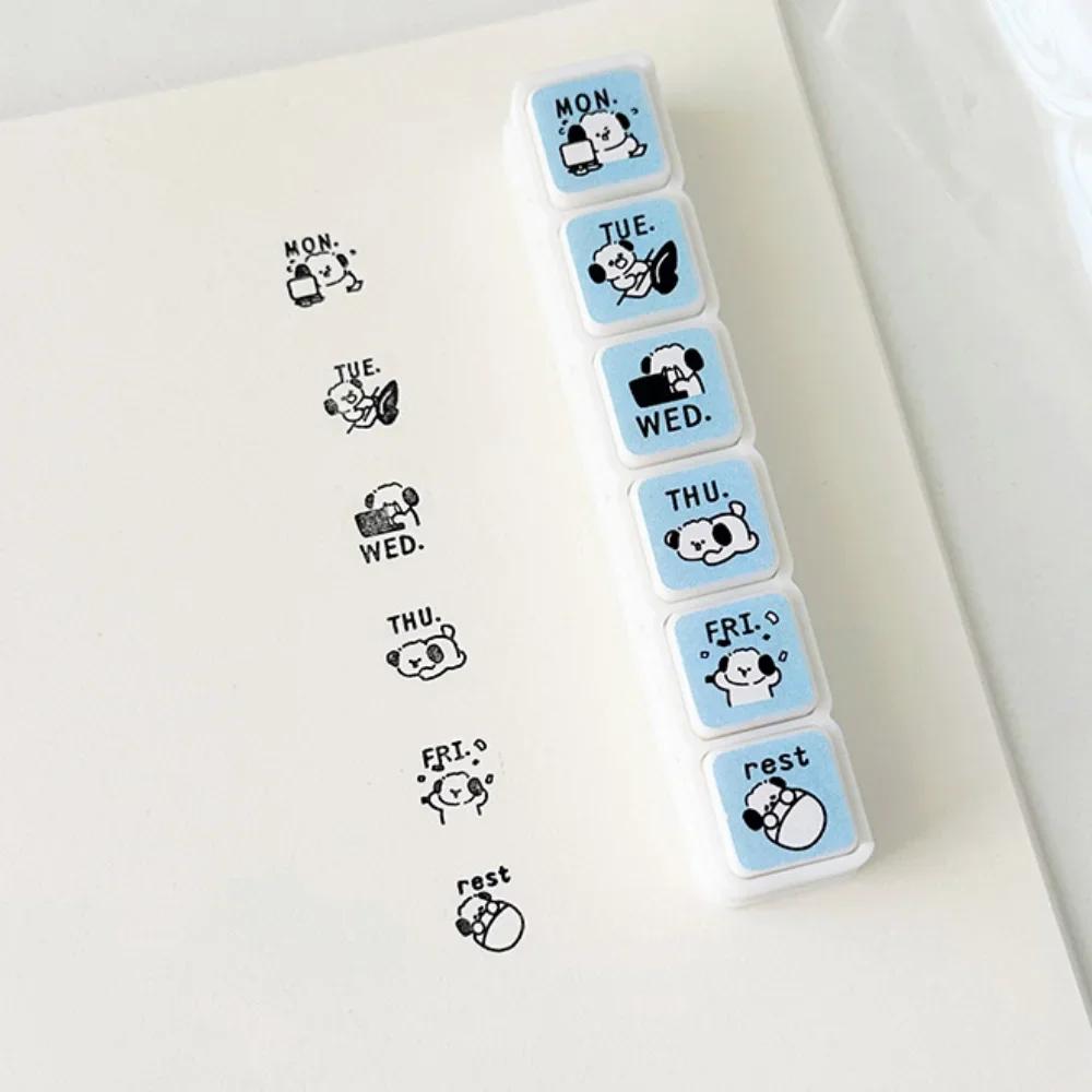 New 6 Designs Decorative Stamps Diy Crafts Cartoon Press Inkpad Stamps Multipurpose Scrapbooking Stamp Journal Planner