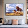 Modern Lion Canvas Art: Male & Female Lions Mural Poster for Living Room Decor