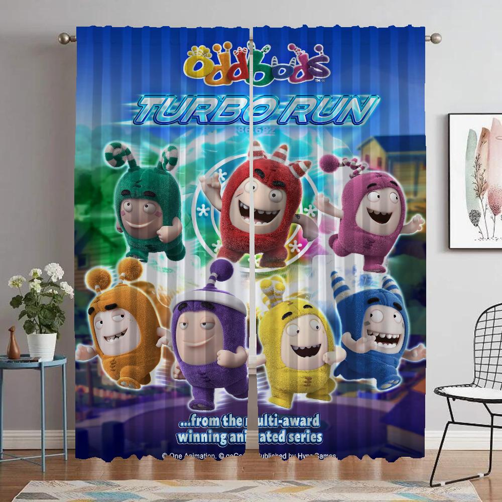 Oddbods Blackout Curtain for Room 2 Panel Elegant Room Curtains Shades Halloween Decoration Partition Tulle for Bedroom Living