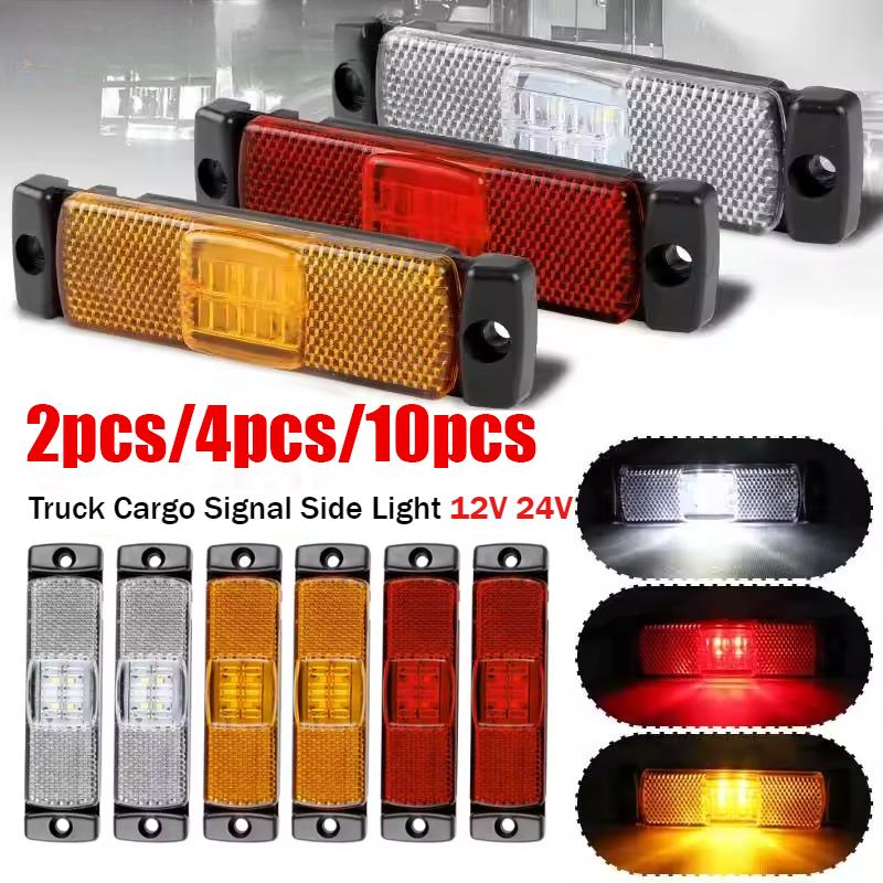 10PCS 4 LED Car Side Marker Lights Car External Light Signal Indicator Lamp For Trailer Truck Van Pickup Bus Warning Tail Lamps