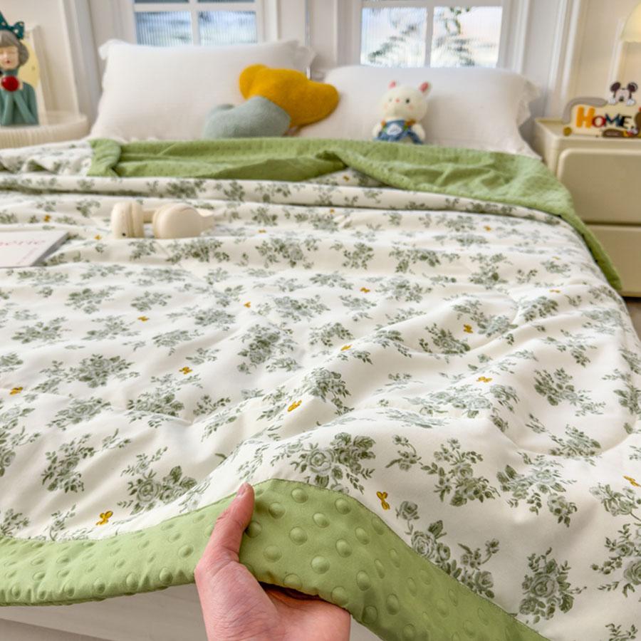 KDJEIKZ New Washable Cotton 3D Quilted Bean Blanket With Soybean Fiber Can Be Machine Washable Lightweight Luxury Cover Blanket