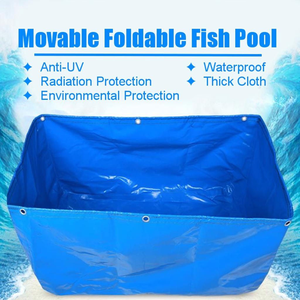 Foldable Waterproof Outdoor Blue Pool Fish Tank Pond 1x1.5x0.6M PVC Coated Banner Anti-UV Swimming Pool Blue Movable Blue Coated Banner