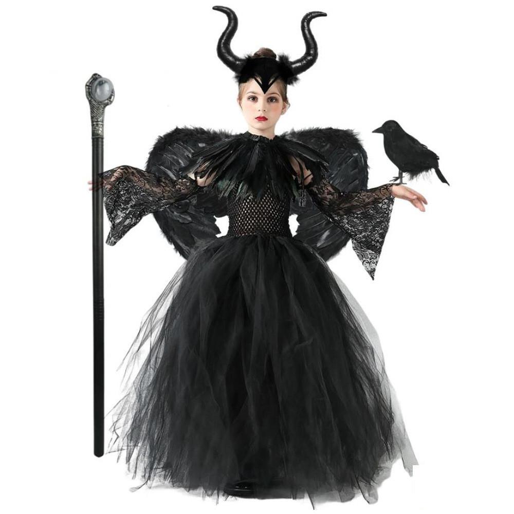 Cosplay Maleficent Childrens Costumes Halloween Stage And Themed Party Up Dress