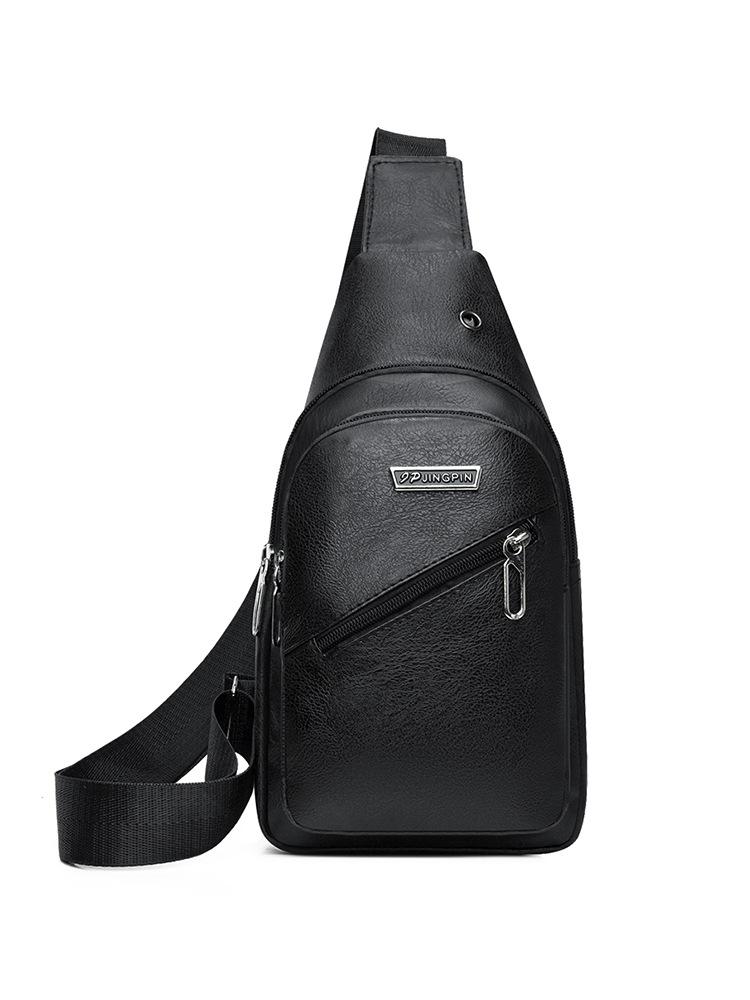 1Pc  Men s Soft Leather Breast Bag Business Shoulder Bag Waterproof Casual Business Messenger Bag