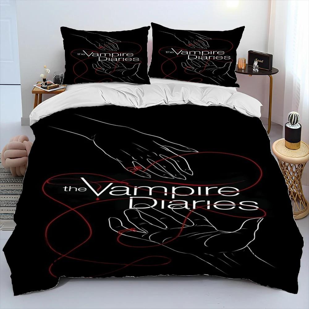 The Vampire Diaries Bettwäsche-Set 3D-Druck Bettbezug Bettwäsche-Set Steppdeckenbezug mit Kissenbezug King Queen Size Kindergeschenk
