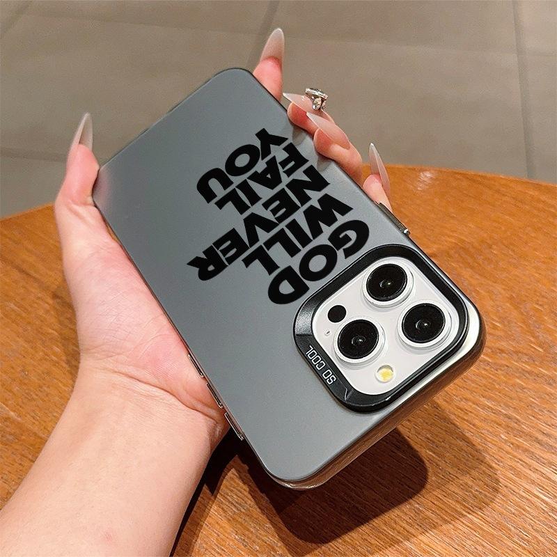 Simple English Mobile Phone Case iPhone15Promax All-inclusive Edge Apple 14 Anti-drop 13 Matte 12 Men's and Women's 11