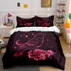 Starry Raven Floral Decor Set Soft Comfortable Duvet Cover Bedding Set Included 1*Duvet Cover & 2*Pillowcases, Gift