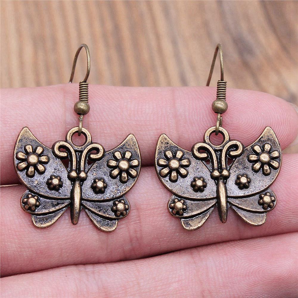 Hängeohrring Libelle Schmetterling Vintage Schmuckzubehör Ohrringgröße 18x19mm QE009
