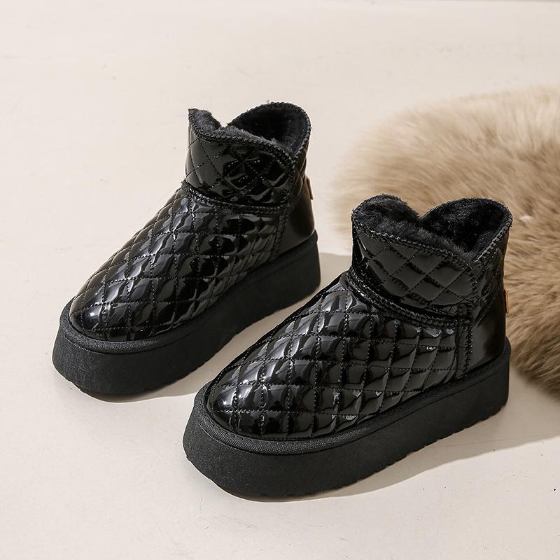 Heightened Thick-soled Snow Boots for Women 2025 Waterproof Winter New Popular Non-slip Thickened Leather Velvet Warm Cotton Shoes