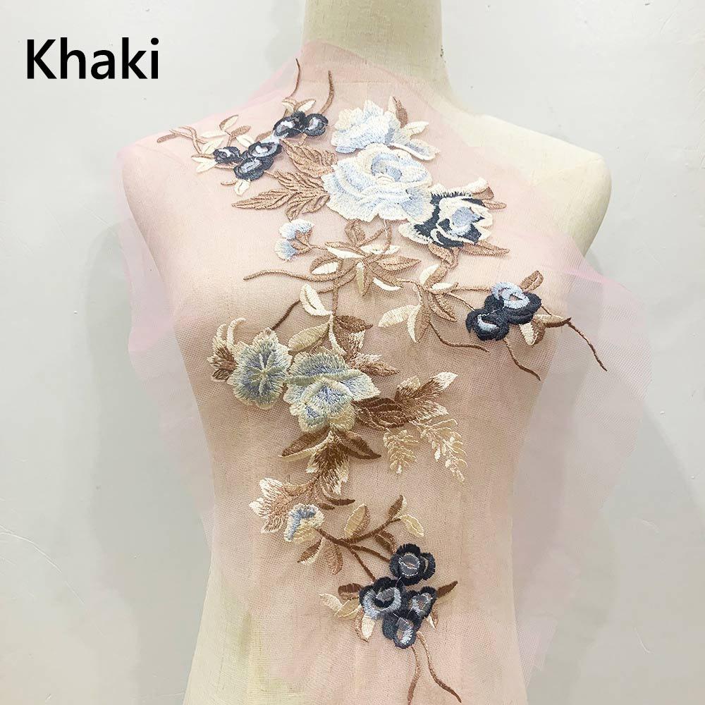 Síťované dno Květinové vyšívané nášivky 3D Květina Svatba Šaty Samolepky Scénické kostýmy