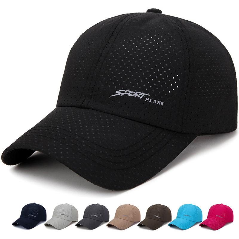 Summer Unisex Quick-Drying Breathable Waterproof Mesh 6-Panel Baseball Golf Running Fitted Sport Cap 100% Polyester