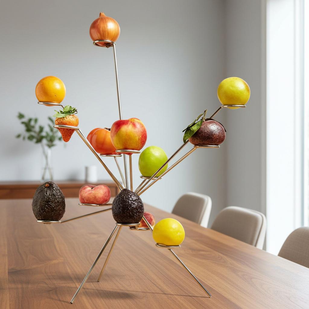 Exploding Fruit Bowl Modern Art 360° Floating Fruit Display Creative Stainless Steel Fruits Stand Tiered Fruit Stand For Kitchen