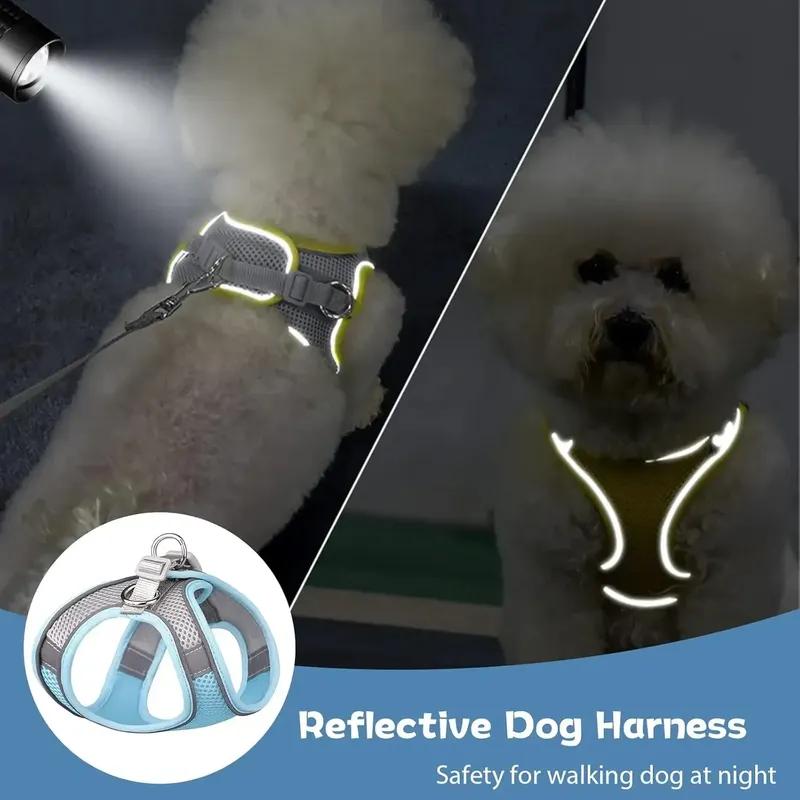 Breathable Dog Harness with Leash Adjustable Anti Escape Puppy Cat Harness Set for Small Medium Pets Yorkshire Pet Accessories