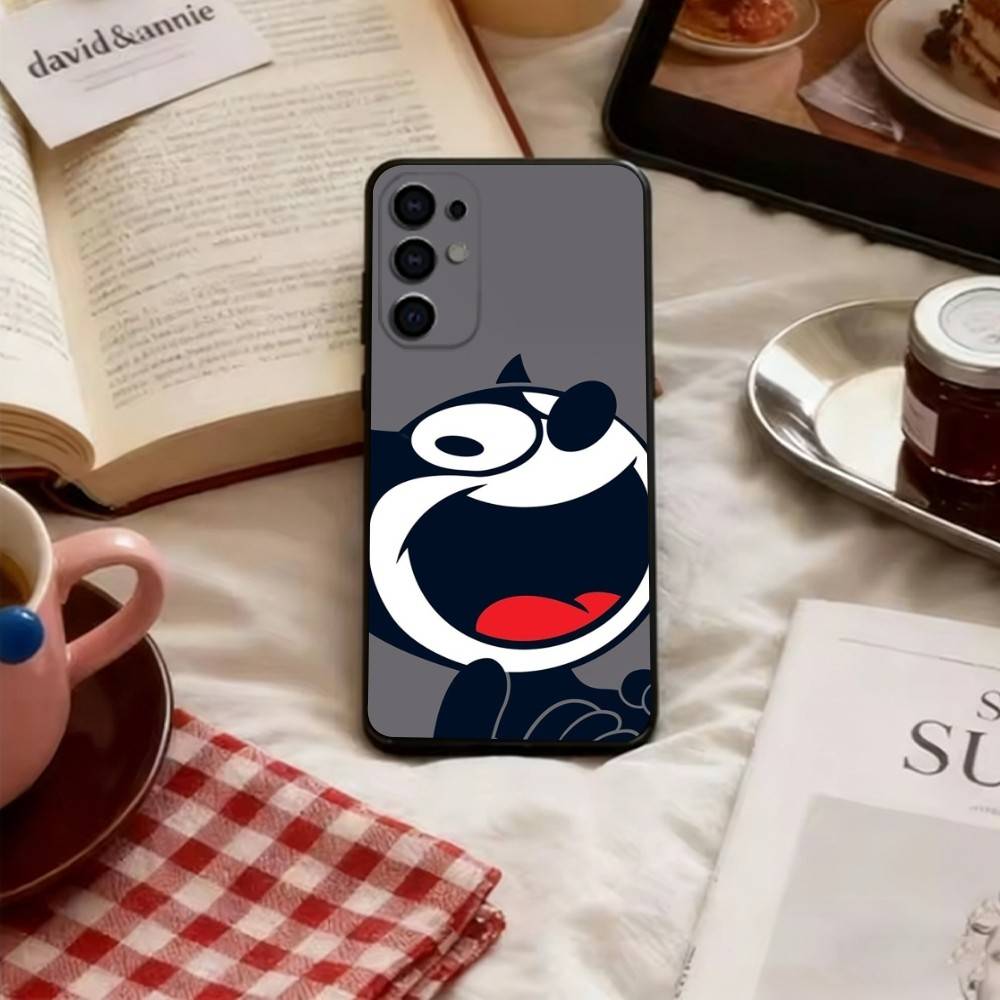 Vintage Felix the Cat Phone Case For Samsung S25,S24,S21,S22,S23,S30,Ultra,S20,Plus,Fe,Soft Black Cover