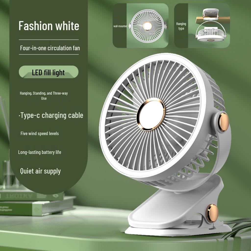 Portable Multifunctional Clip Fan with Night Light & USB Charging for Dorms and Desktops