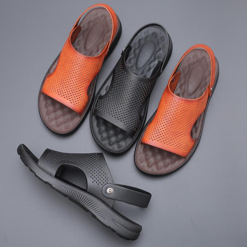 Summer Men's Leather Genuine Sandals Man New Casual Comfortable Beach Shoes Barefoot Sandals Men Adult Slides Pentoufle Homme