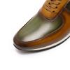 Mens Big Size 5-15 Casual Shoes Genuine Leather Hand Painted Oxford Lace-Up Sneakers Brown/Green Street Style