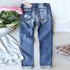 Straight Jeans Women's New Red Plaid Printed Patch Ripped Patch Trousers