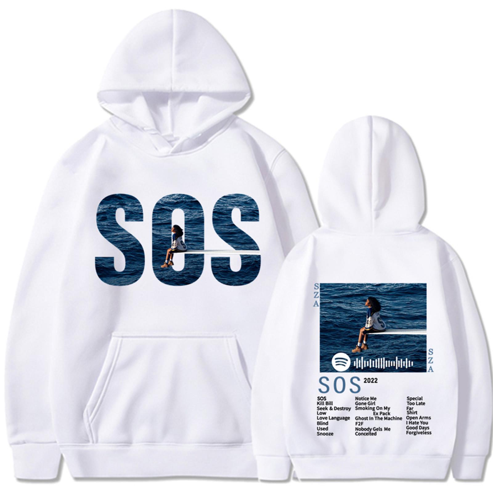 

Женский плюшевый свободный пуловер с длинными рукавами, буквенным принтом и толстовкой из веревки M белый