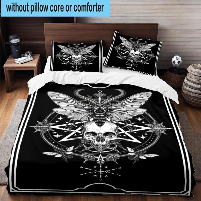 Skull And Serpent Design 3pcs Bedding,Including 1pc Duvet Cover And 2pcs Pillowcases Perfect for Christmas,Ideal for Bedroom, Dormitory