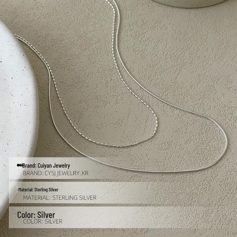 Cui Yan S925 Sterling Silber Doppellagige Runde Perle Koreanischer Stil Verstellbare Choker-Halskette für Damen