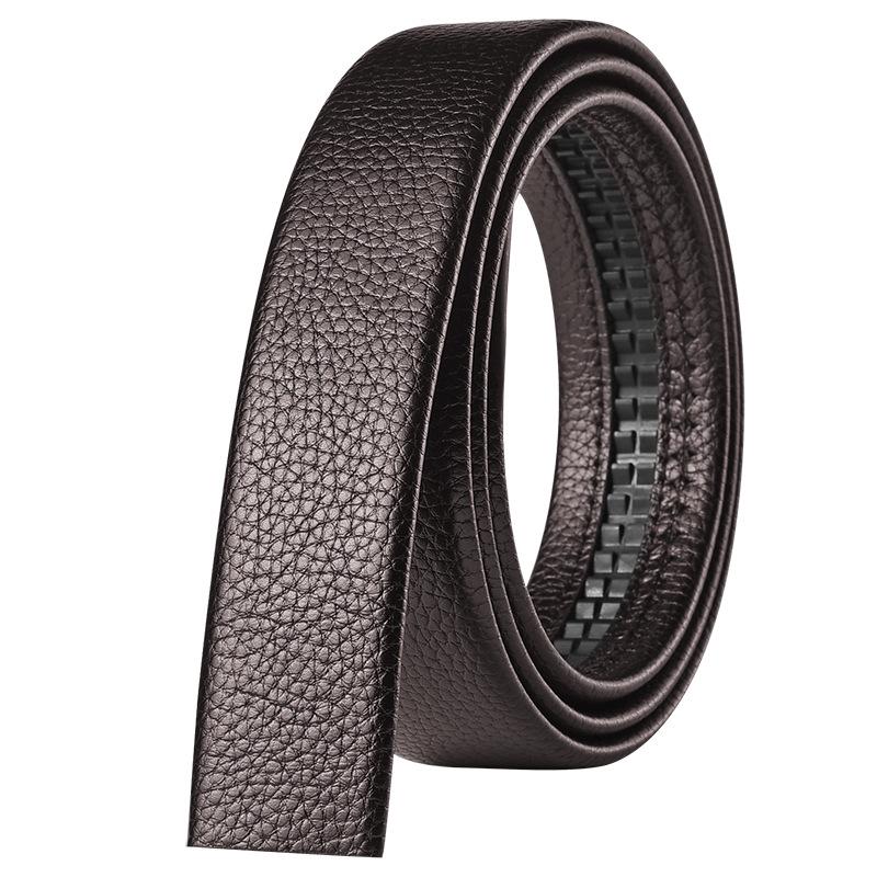 Headless Men's 3.5cm Leather Belt Strap with Automatic Buckle-Free Design