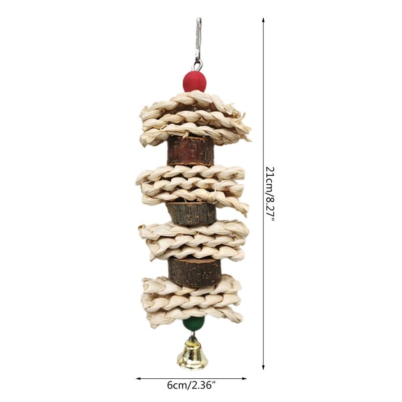 Bird Toys Chewing Toy Parrot Cage Bite Toys Corn Husks Color Wood Beads Entertainment Toys for Small and Medium Parrots Birds