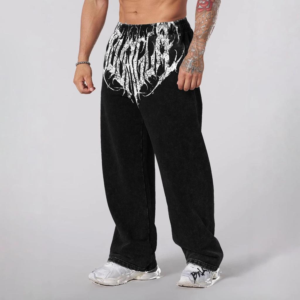 New-style, Trendy, Large-print Cotton Outdoor, Sports, Fitness and Casual Loose-fit Straight-leg Trousers