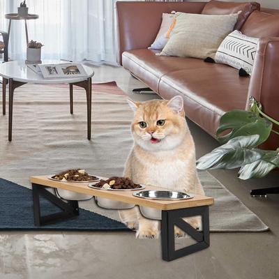 Erhöhte Schüssel Fressnapf Ornament 3 Schüsseln Stabil Kätzchen Edelstahl Zubehör Futterspender