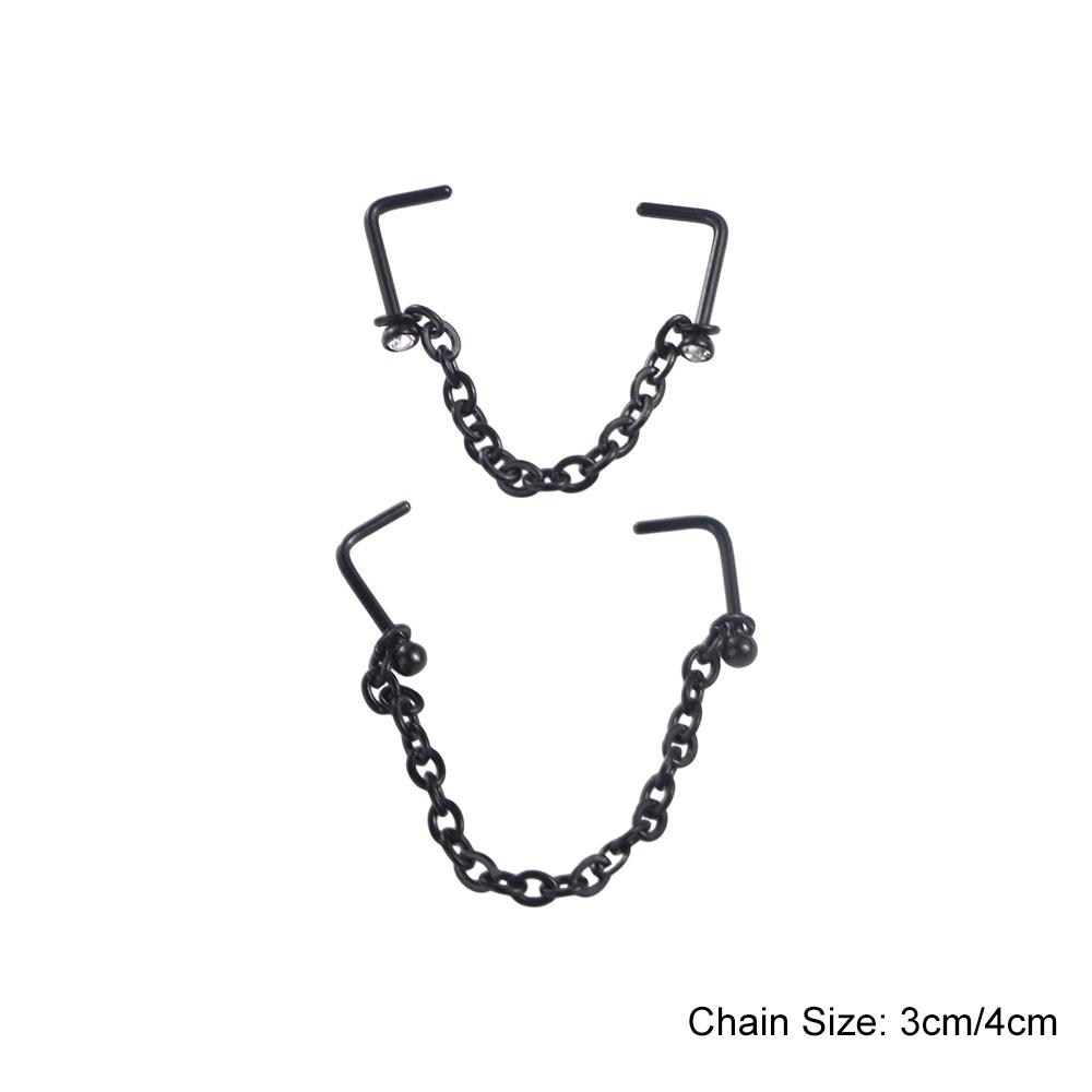 Steel Earrings Piercing Rhinestones Septum Rings Double Nose Chain Nose Piercing Ring Nose Stud